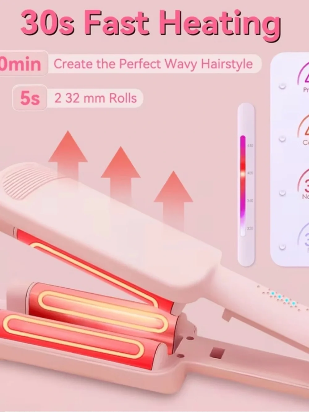 Pink Wave Hair Crimper and Waver Tool - Women Hair